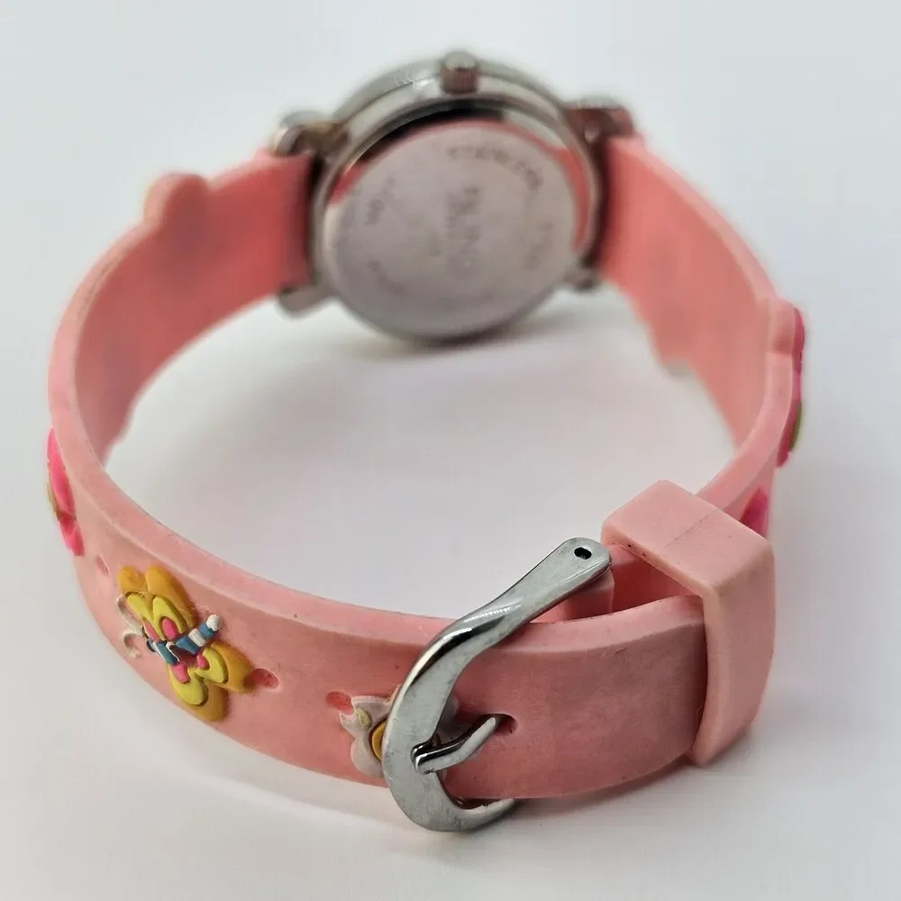 Floating Butterfly Second Hand Kids Watch 27MM White Dial Pink Bands New Battery